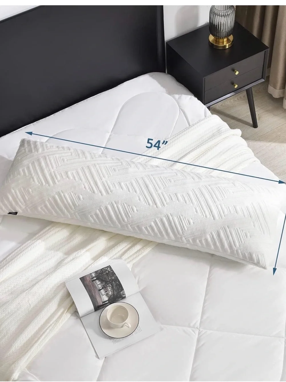 downluxe Memory Foam Body Pillows for Adults - 1 Count (Pack of 1), White